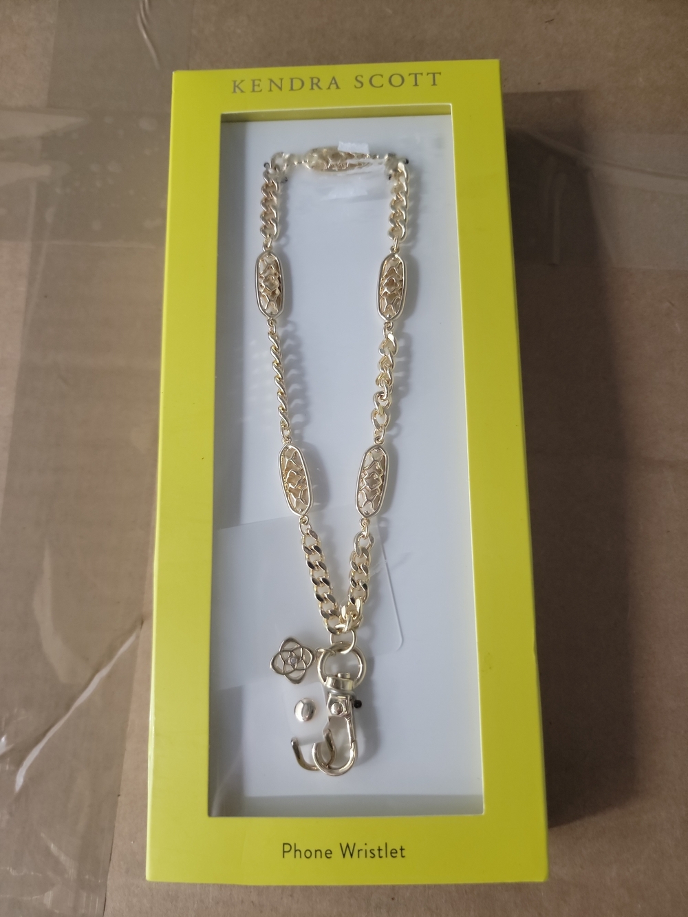 Kendra Scott Gold Chain Phone Wristlet with Charm Accents